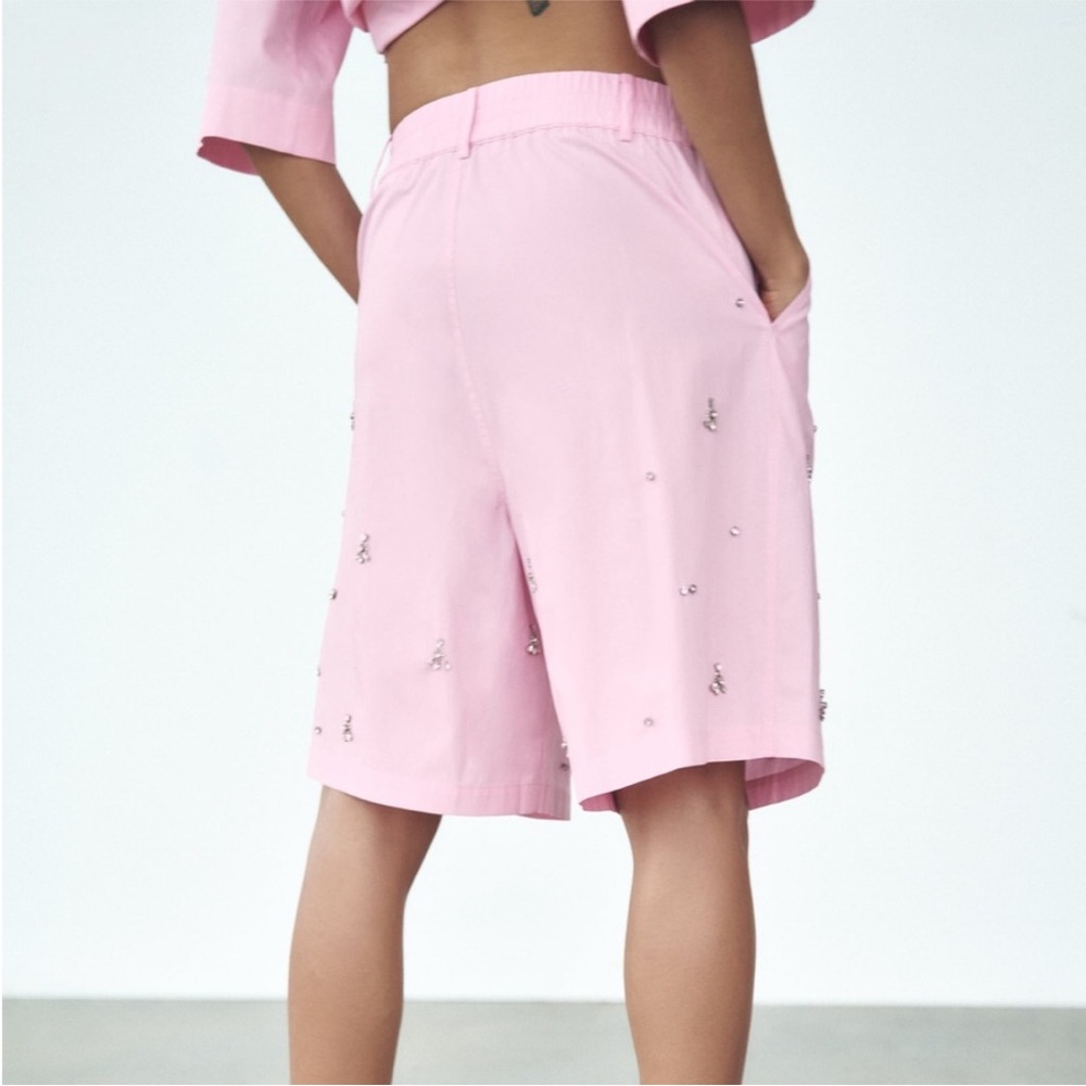 ZARA Short + Top - Rhinestone Jeweled Pink Matching Set - Picture 4 of 6
